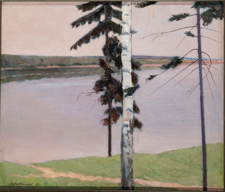 Картина под названием "Senezhskoye lake (С…" - Valery Levanidov, Подлинное произведение искусства, Масло