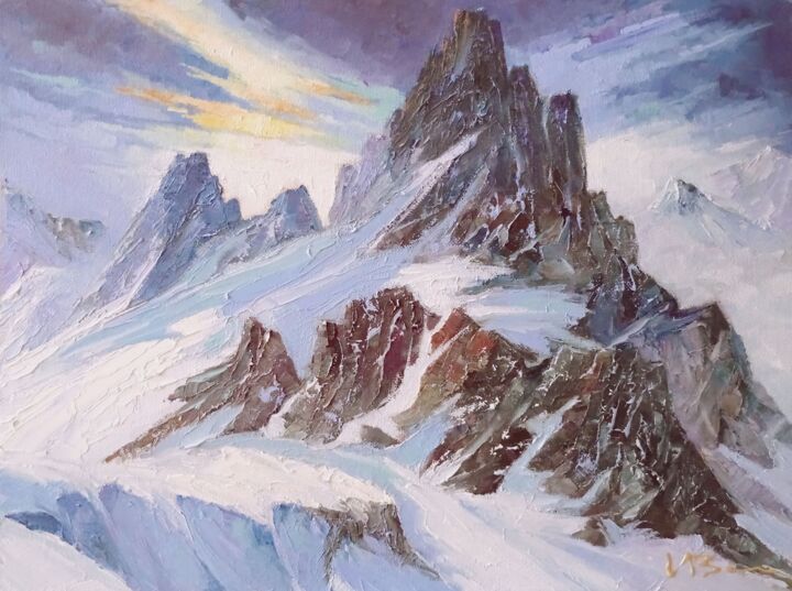Painting titled "Rocky Mountains. Ve…" by Valery Budanov, Original Artwork, Oil