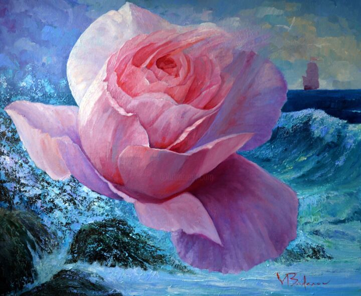 Peinture intitulée "WILD ROSE. FREE" par Valery Budanov, Œuvre d'art originale, Huile