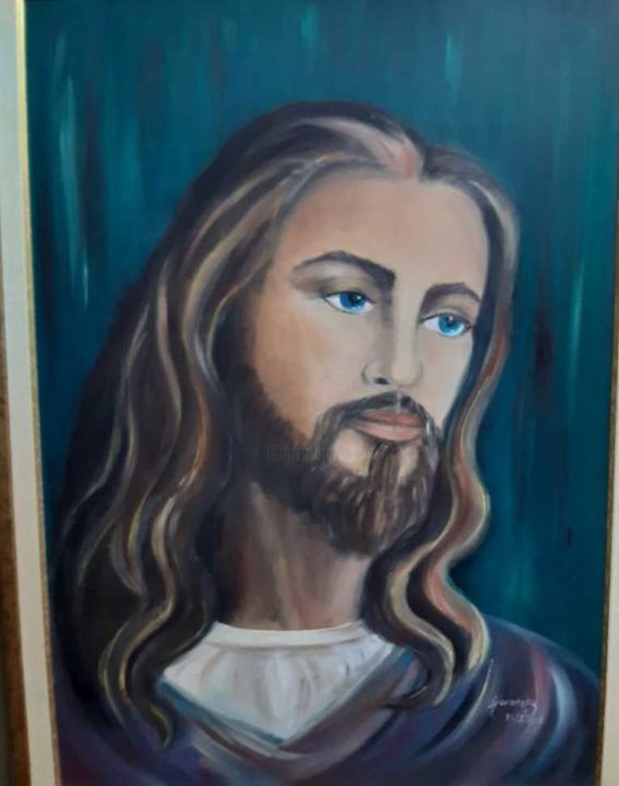 Pintura intitulada "Jesus" por Valeska Boufleur, Obras de arte originais, Óleo