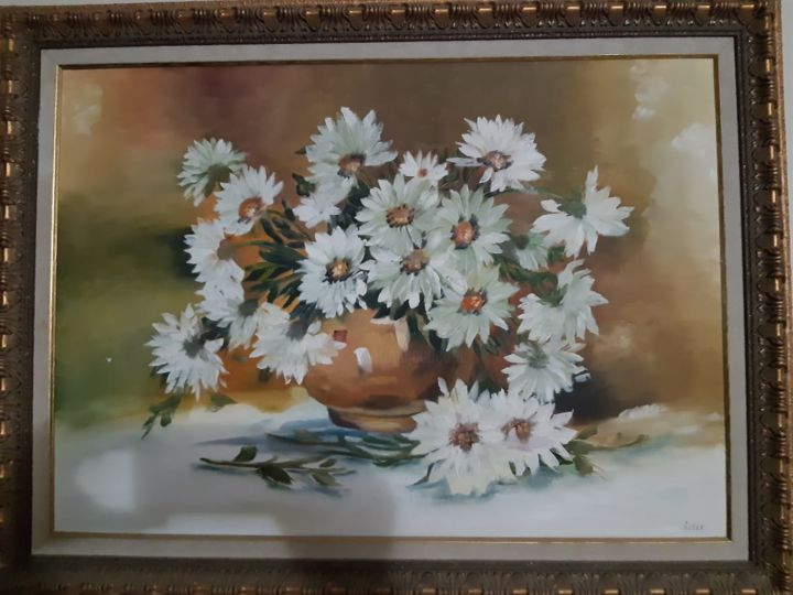 Pintura intitulada "Margaridas" por Valeska Boufleur, Obras de arte originais, Óleo