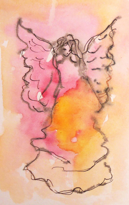 Painting titled "Angel" by Kristina Valić, Original Artwork, Ink