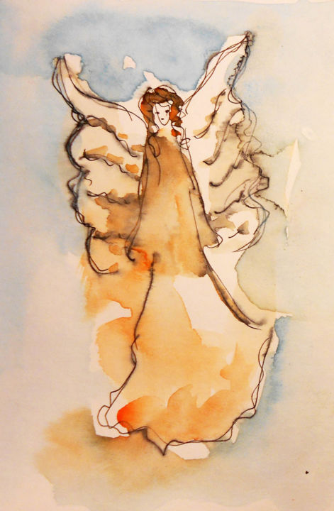 Malarstwo zatytułowany „Angel #6” autorstwa Kristina Valić, Oryginalna praca, Atrament