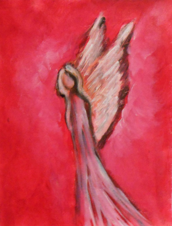 Painting titled "Angel  red" by Kristina Valić, Original Artwork, Acrylic