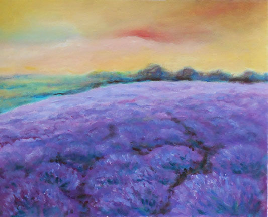 Painting titled "Lavender hill" by Kristina Valić, Original Artwork, Acrylic