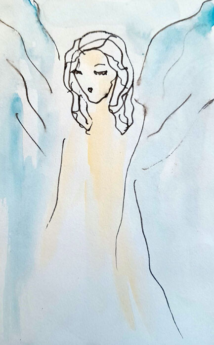 Painting titled "Angel #32" by Kristina Valić, Original Artwork, Ink