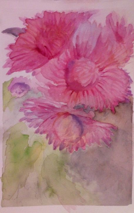 绘画 标题为“Хризантемы,  Цветы…” 由Алиса Валиева, 原创艺术品, 水彩