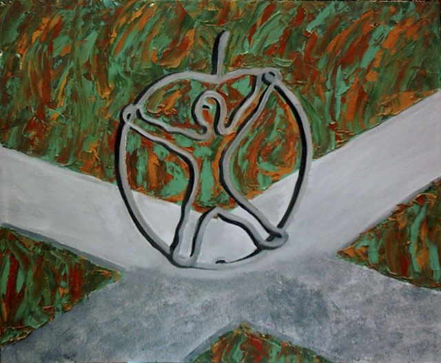 Яблочко (мужчина) - Apple ( man) - Painting, 71x61 cm ©2008 by Валерий Валюс -
Abstract Expressionism