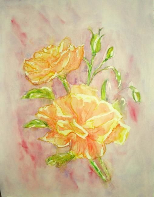 Painting titled "fleur 2" by Vall, Original Artwork, Watercolor