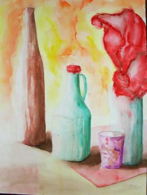 Painting titled "Aquarelle jeux de c…" by Vall, Original Artwork, Watercolor