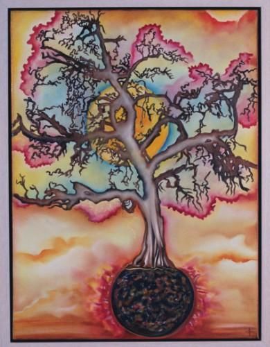 Painting titled "Sacred Oak: A Praye…" by Linda Vallejo, Original Artwork
