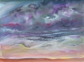Painting titled "Electric Sunset 1" by Linda Vallejo, Original Artwork