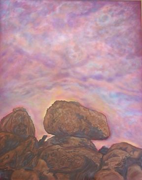 Schilderij getiteld "Our Rock Elders 2" door Linda Vallejo, Origineel Kunstwerk