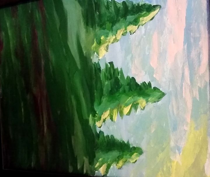 Painting titled "Field of Trees" by Valleri, Original Artwork, Acrylic