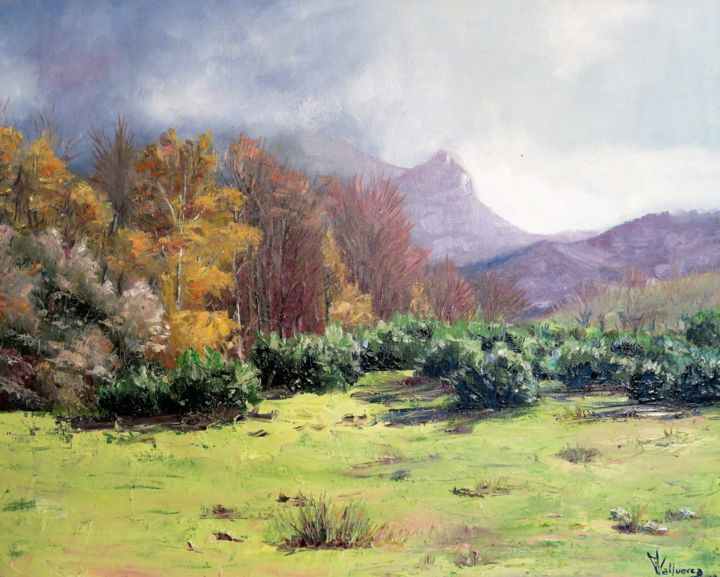 Painting titled "Parque-izquiz" by Fernando Valluerca, Original Artwork, Oil