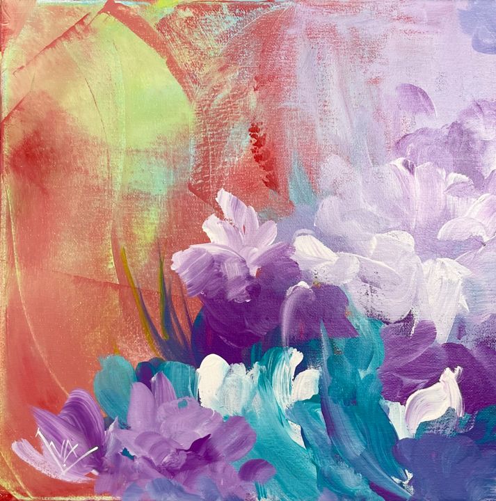 Pintura intitulada "Violet gentleness" por Valentina Fedoseeva, Obras de arte originais, Acrílico