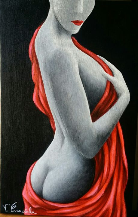 Painting titled "Rosa Rossa" by Valter Carnevale, Original Artwork, Acrylic