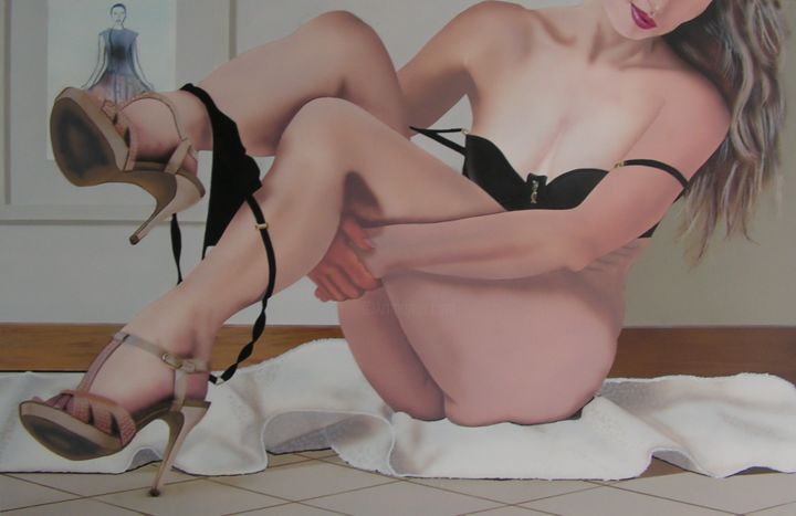 Painting titled "2018-charlotte.jpg" by Valter Fiorani, Original Art, Airbrush