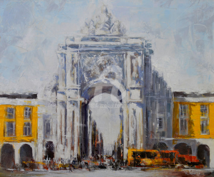 Pittura intitolato "Arc de Triomphe,lLs…" da Valentin Gutu, Opera d'arte originale, Inchiostro