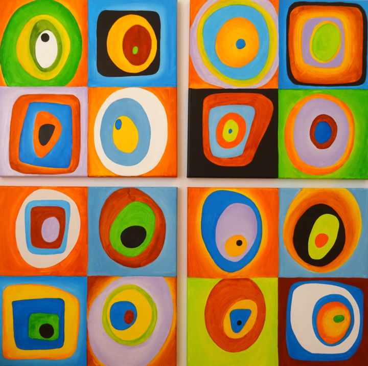 Painting titled "Mosaic of colors 2." by Peter Vamosi, Original Art, Acrylic
