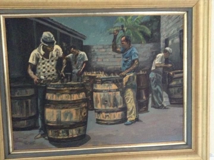Painting titled "The Blacksmiths" by Van Pitterson, Original Artwork, Oil