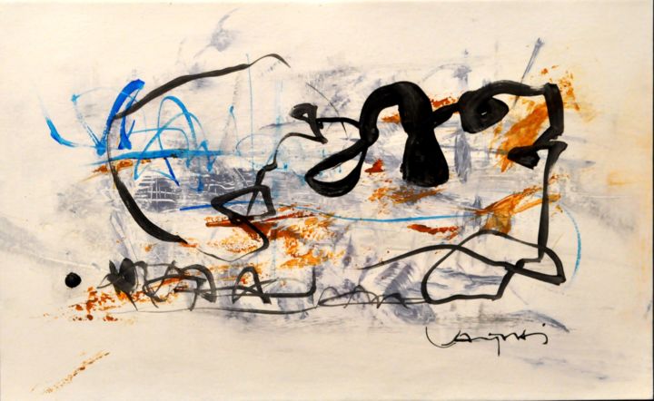 Painting titled "Calligraphie" by Van Thaï, Original Artwork, Acrylic