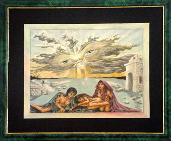 Pintura intitulada "La Compassion" por Ghislaine Vancaneghem, Obras de arte originais, Óleo