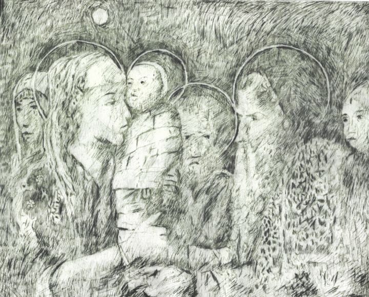 Drawing titled "sad" by Vancoke Semenov, Original Artwork, Ink
