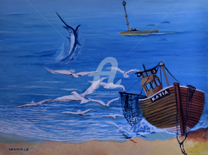 Malerei mit dem Titel "Mediterraneo" von Vanda Caminiti, Original-Kunstwerk, Öl