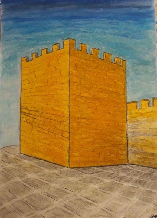 Painting titled "Torre de menagem" by Vanda Estriga, Original Artwork, Pastel