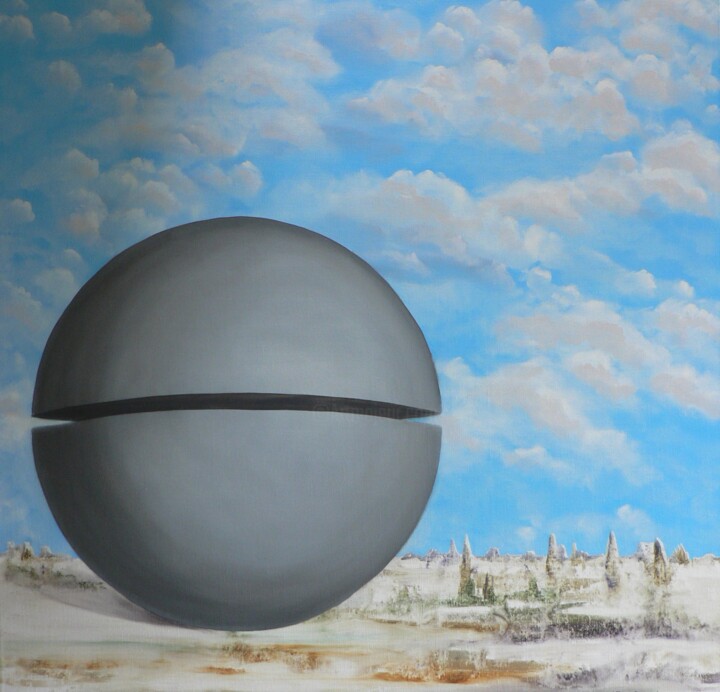 Картина под названием "Hommage à Magritte" - Michel Van Den Bogaerde, Подлинное произведение искусства, Масло