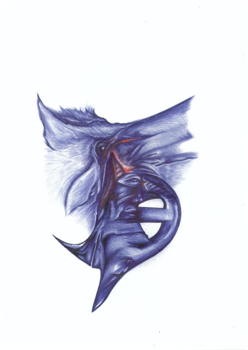 제목이 "Хитрый лис"인 그림 Vanderbee로, 원작, 볼펜