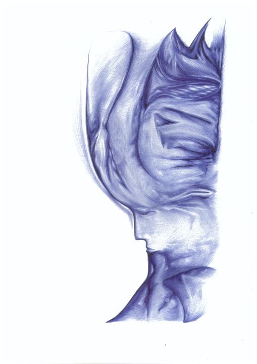 「Под углом」というタイトルの描画 Vanderbeeによって, オリジナルのアートワーク, ボールペン