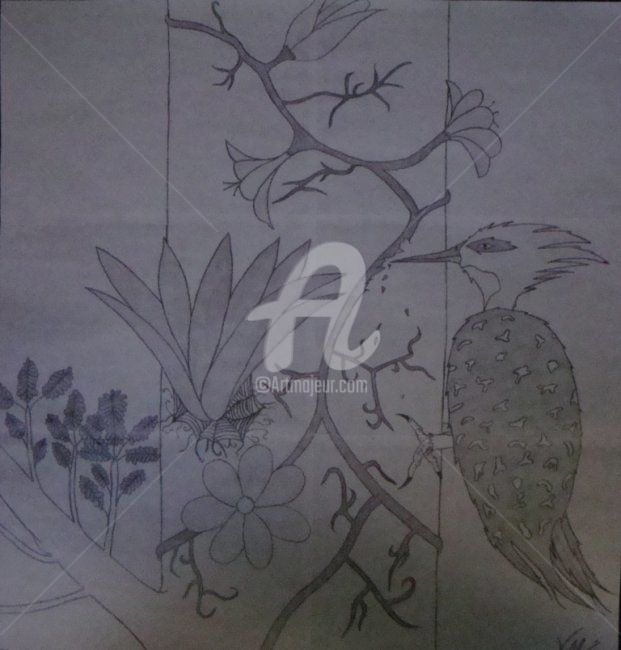 Desenho intitulada "Pica-Pau" por Vanderson Mota, Obras de arte originais, Lápis