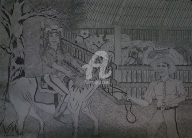 Disegno intitolato "Os Fazendeiros" da Vanderson Mota, Opera d'arte originale, Matita