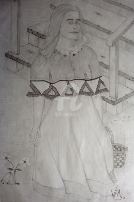 Drawing titled "Dama" by Vanderson Mota, Original Artwork, Pencil
