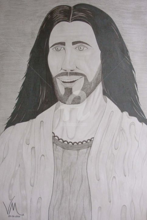 Dessin intitulée "Jesus" par Vanderson Mota, Œuvre d'art originale, Crayon