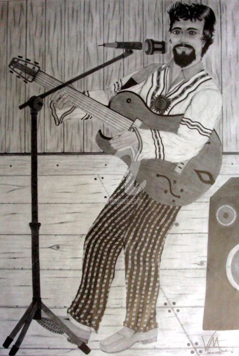Dessin intitulée "Rock and Roll" par Vanderson Mota, Œuvre d'art originale, Crayon