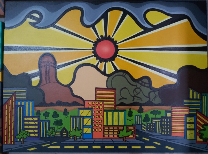 Pintura intitulada "Obra Cidade" por Vanei Pacheco, Obras de arte originais, Acrílico