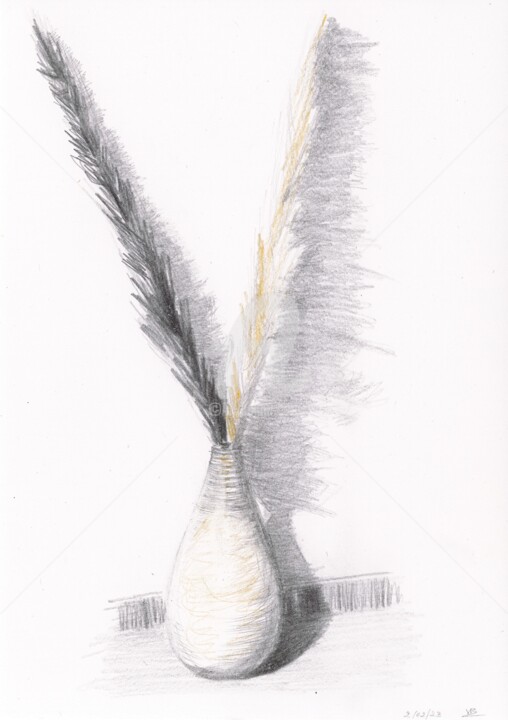 Dessin intitulée "Vase" par Vanessa Baegne, Œuvre d'art originale, Crayon