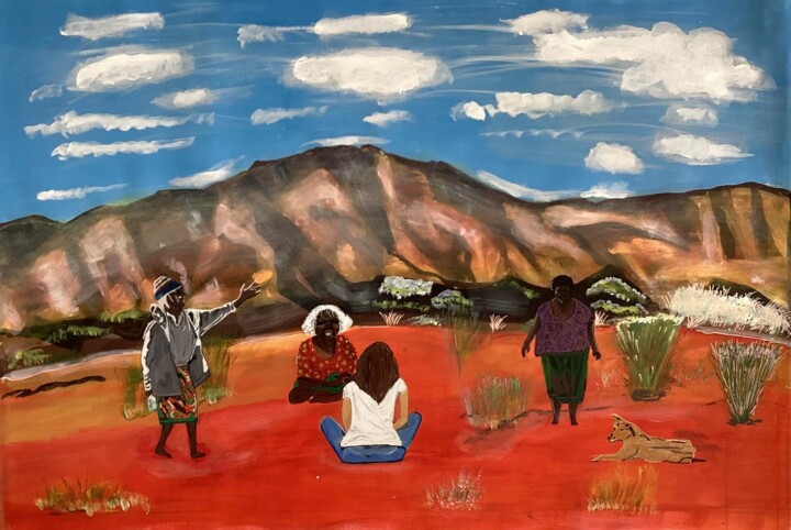 Peinture intitulée "3 sisters and the d…" par Vanessa Escalante, Œuvre d'art originale, Acrylique