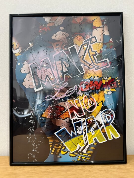 Pittura intitolato "MAKE ART NOT WAR" da Vanessa Fodera, Opera d'arte originale, Inchiostro Montato su Cartone