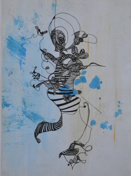 Zeichnungen mit dem Titel "Die TänzerIn" von Vanessa K., Original-Kunstwerk, Gel Stift