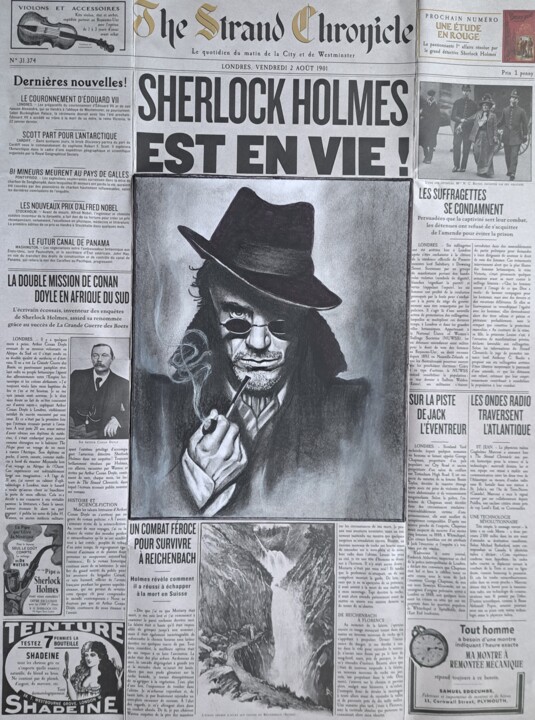 Disegno intitolato "Sherlock" da Vanessa Krawczyk, Opera d'arte originale, Grafite
