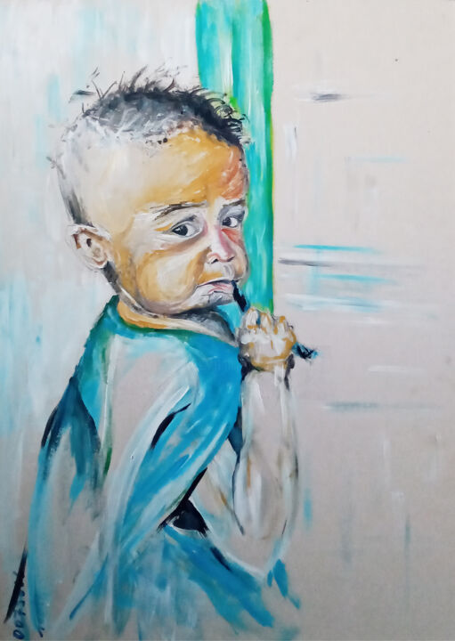 Painting titled "Little Filipino" by Vanessa Melzner, Original Artwork, Acrylic