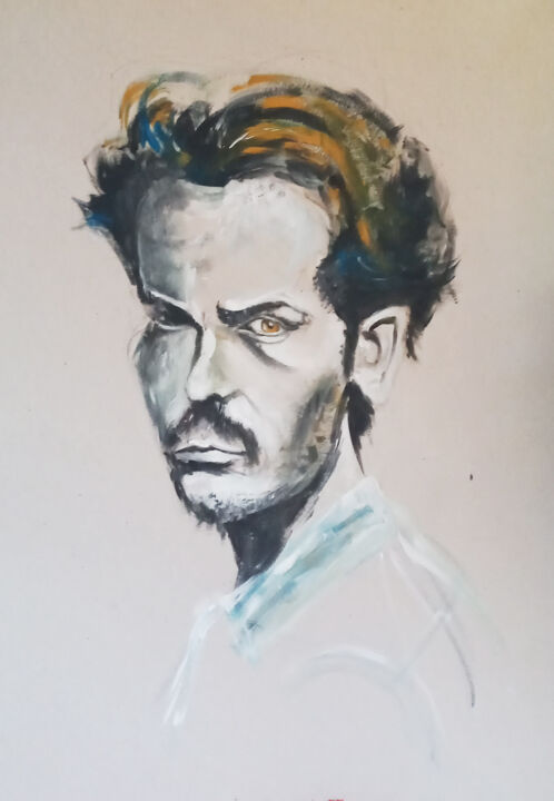 Painting titled "Portrait of a man" by Vanessa Melzner, Original Artwork, Acrylic