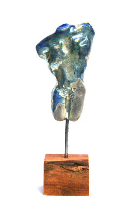 Skulptur mit dem Titel "Torse d'homme raku…" von Vanessa Renoux, Original-Kunstwerk, Keramik