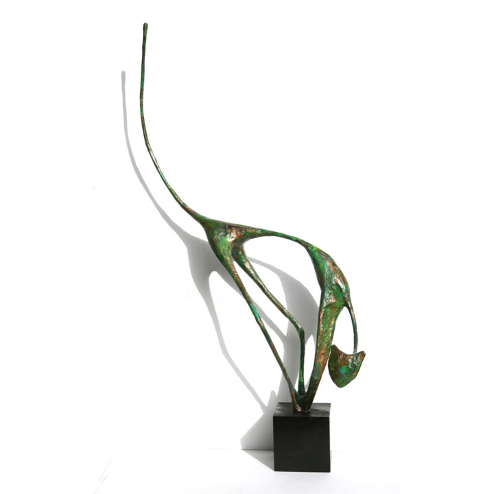 Sculpture titled "Chat géant, patine…" by Vanessa Renoux, Original Artwork, Paper