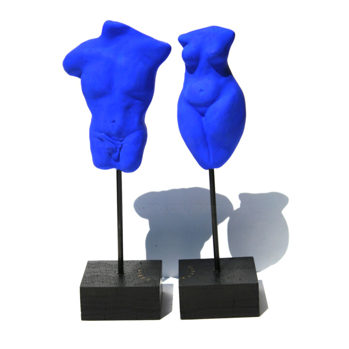 Sculpture titled "Couple antique céra…" by Vanessa Renoux, Original Artwork, Clay