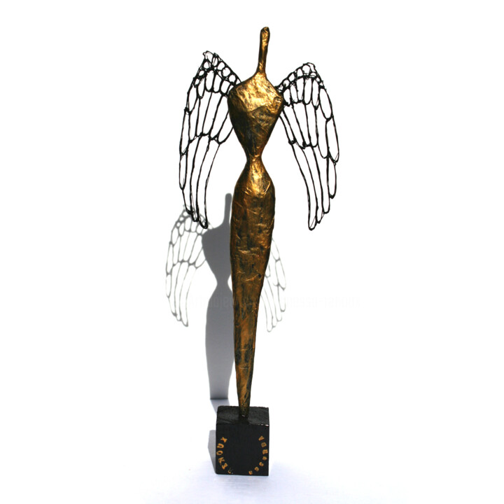 Escultura intitulada "Petit Ange gardien…" por Vanessa Renoux, Obras de arte originais, Papel